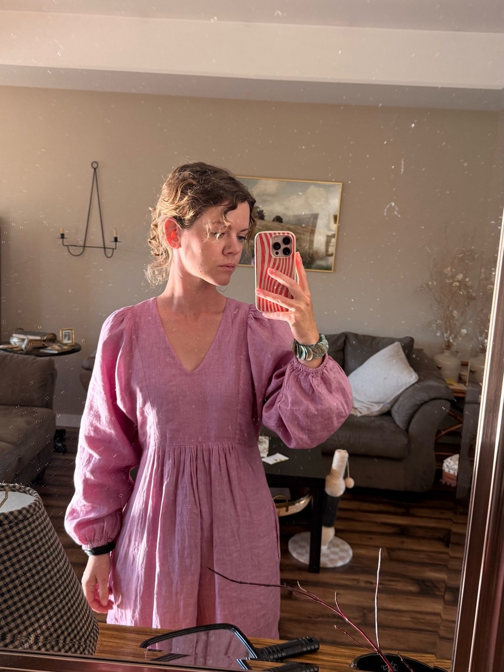 V-Neck Balloon Sleeve Maxi Dress in Dusty Mauve. Like new - Picture 4 of 4